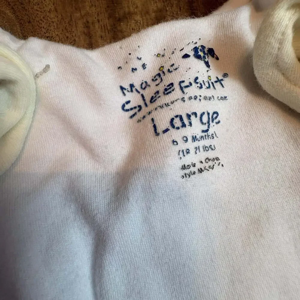 Baby Merlin's Magic Sleepsuit infant 6-9 Months White Cotton Swaddle Transition